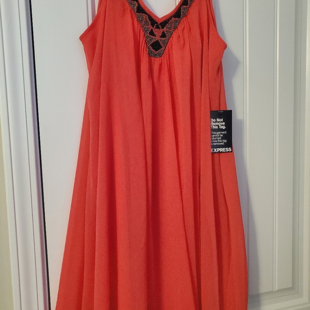Express coral Embellished dress
